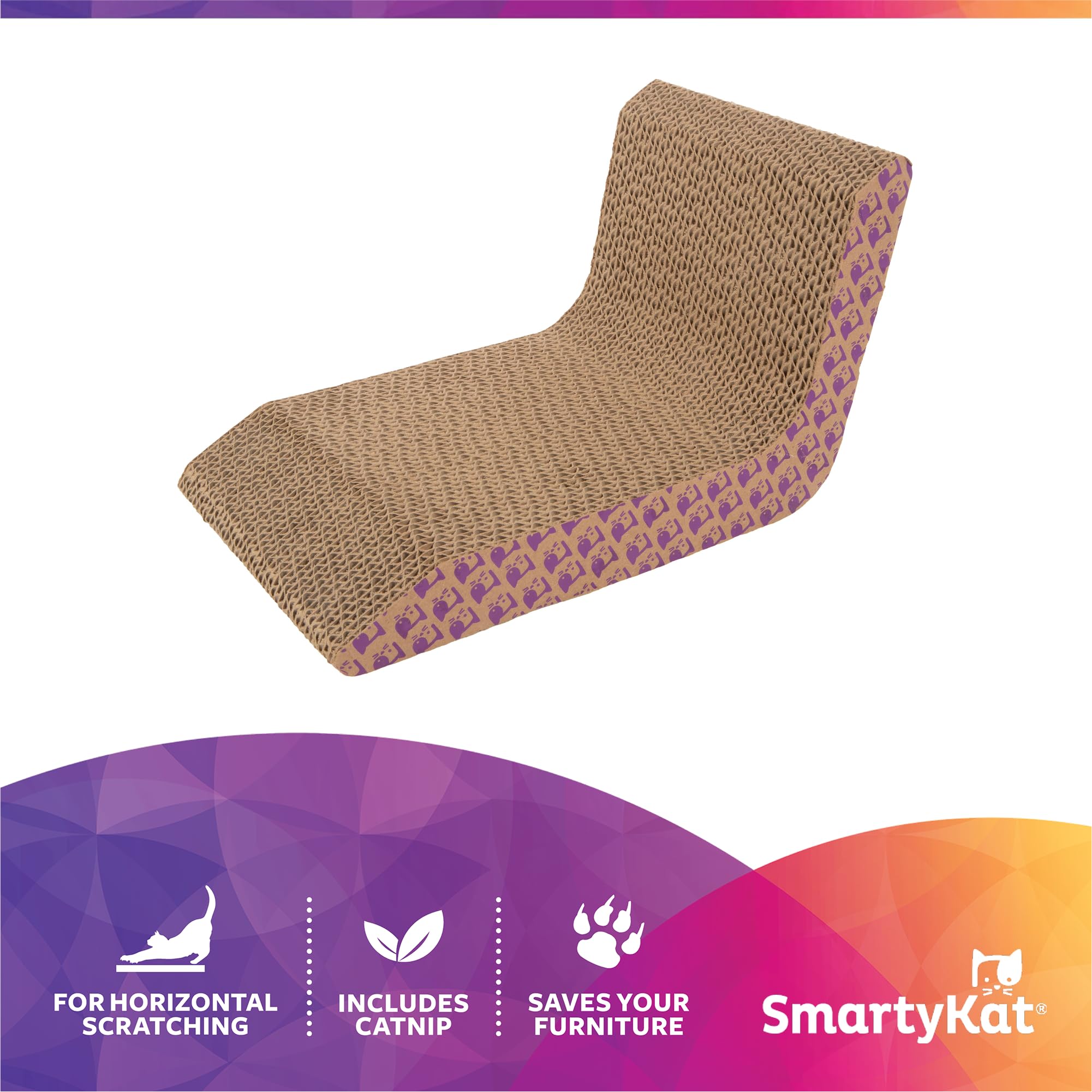 Smartykat Scratch Ladder, Angled Corrugated Cat Scratcher For Cats & Kittens, Features Catnip Infusion Technology, Recycled Mate